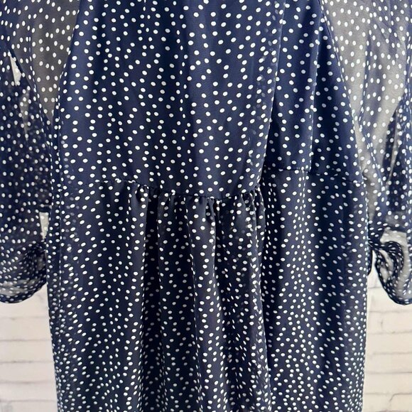 Torrid Navy Polka Dot Cold Shoulder Chiffon Dress – Size 2 (2X) - Picture 4 of 7